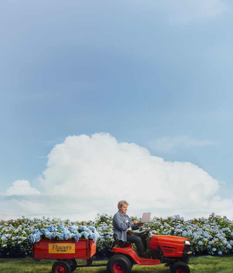 Business owner working at their desk with Bluevine
