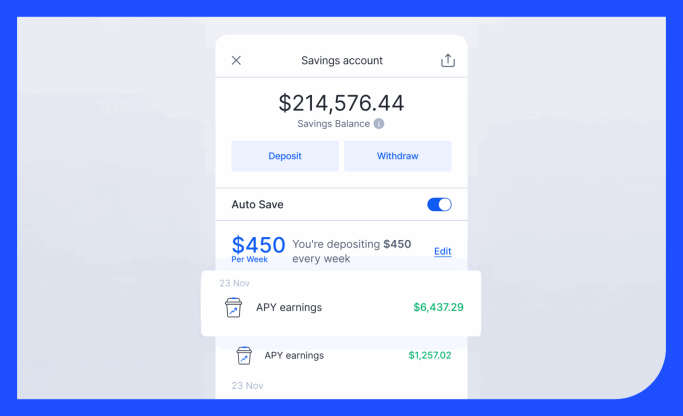 Three-panel screenshot of the Lili app displaying a total balance with a performance graph, a list of transactions.